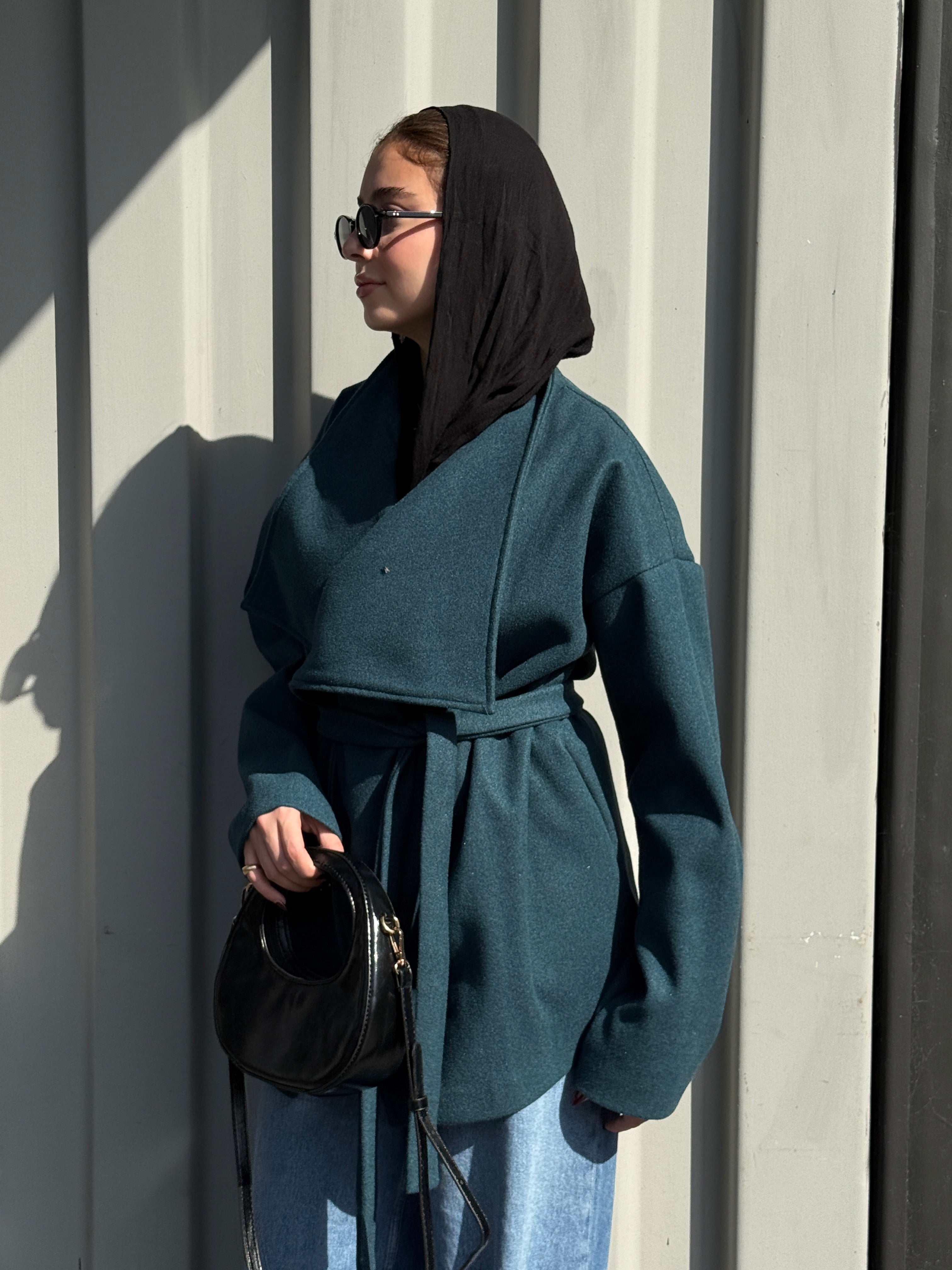 The Wrap Grace Coat in Teal