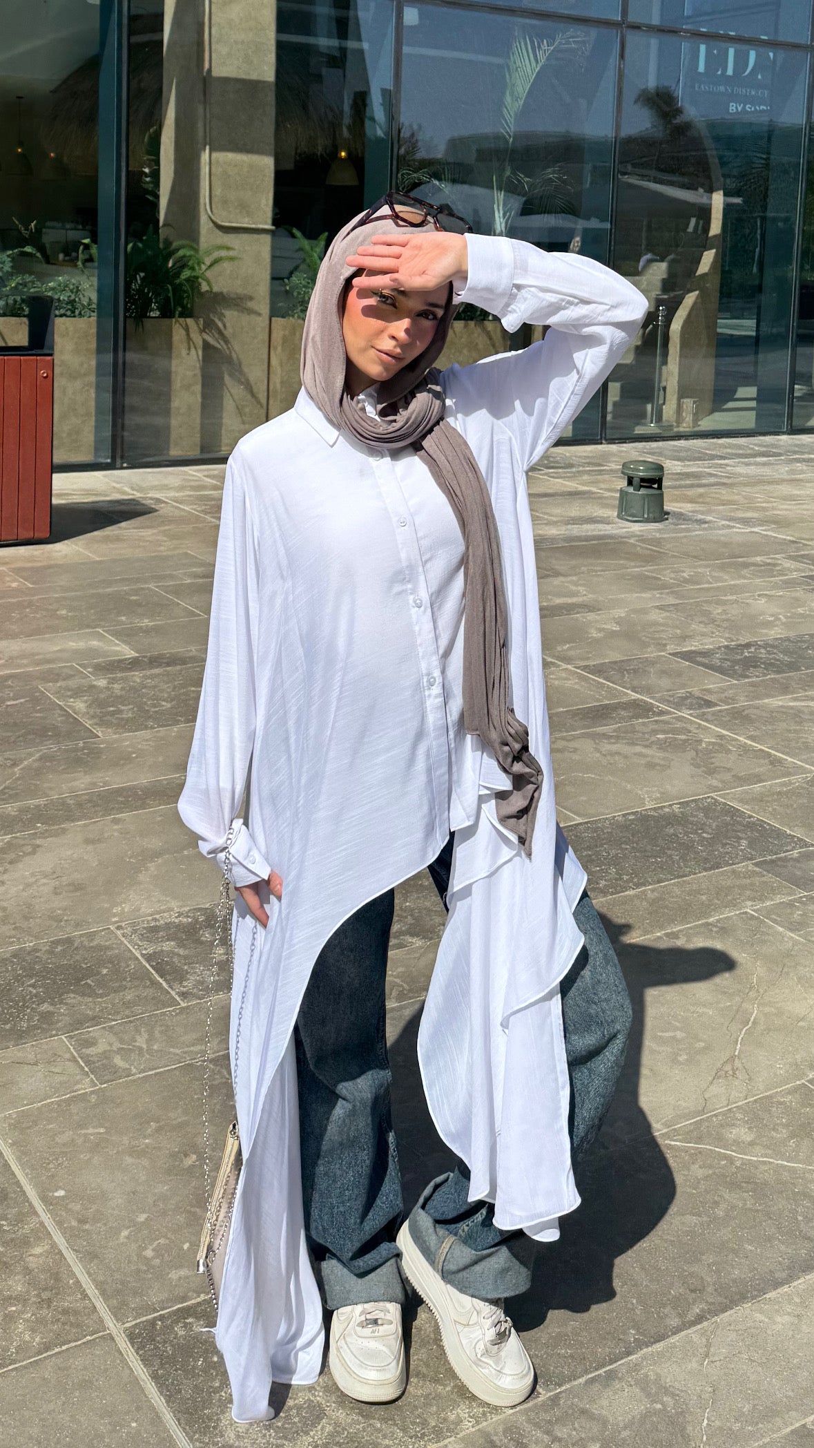 Draped Asymmetrical Top in White