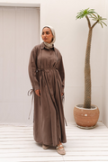 Golden Wave Shirt Dress in Cafe
