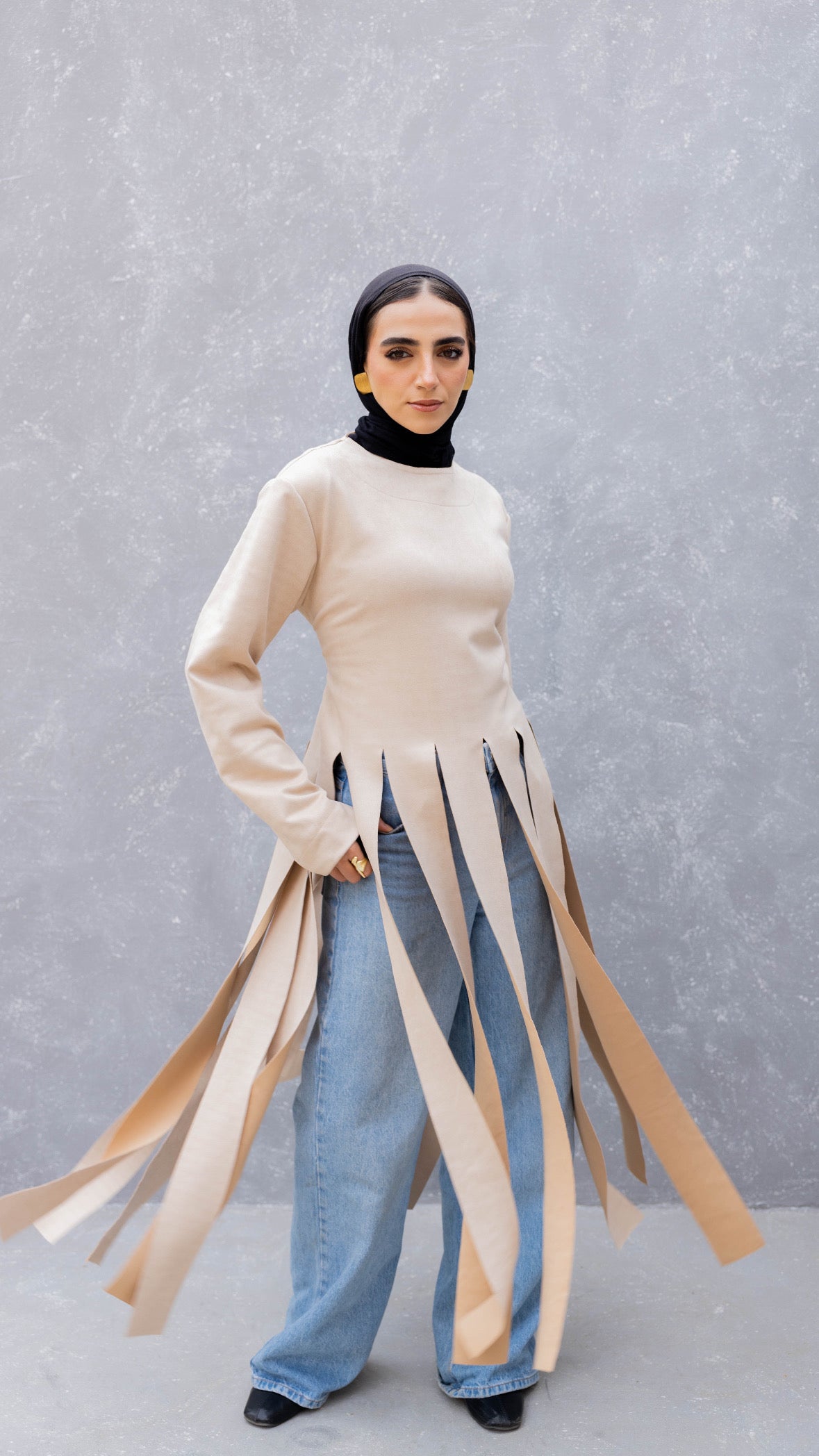 Fall in Fringes Top in Beige