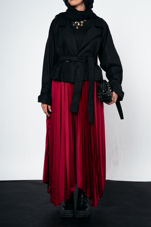 Ash Asymmetrical Skirt in Burgundy