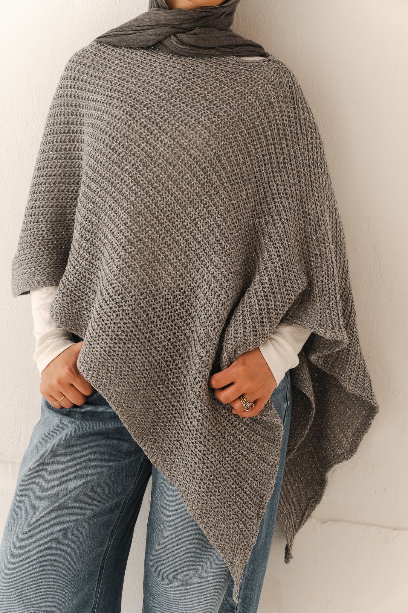 Lumira Cape Top in Shimmer Grey