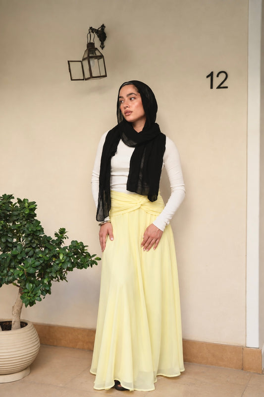 Ruby Twisted Skirt in Butter yellow
