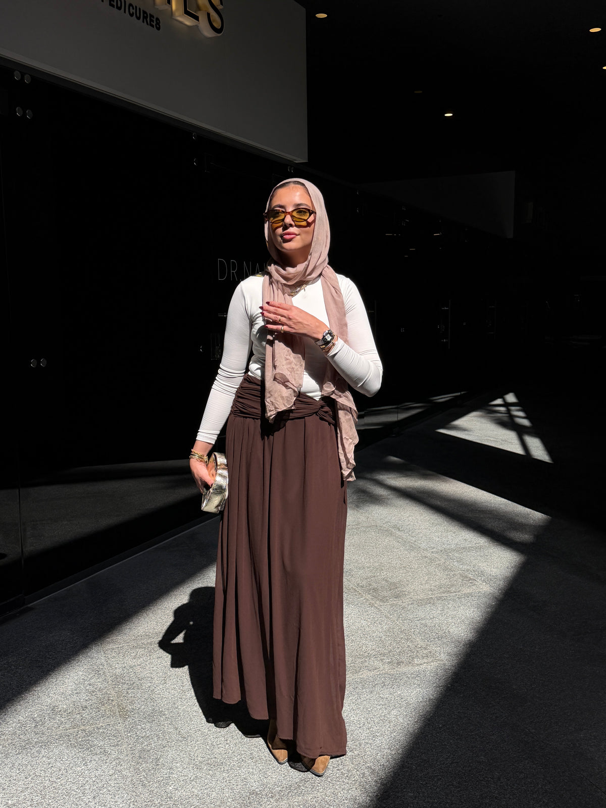 Ruby Twisted Skirt in Brown