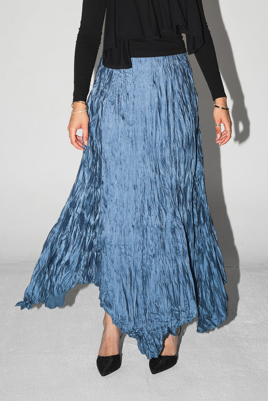Anne Crushed skirt in Azure blue