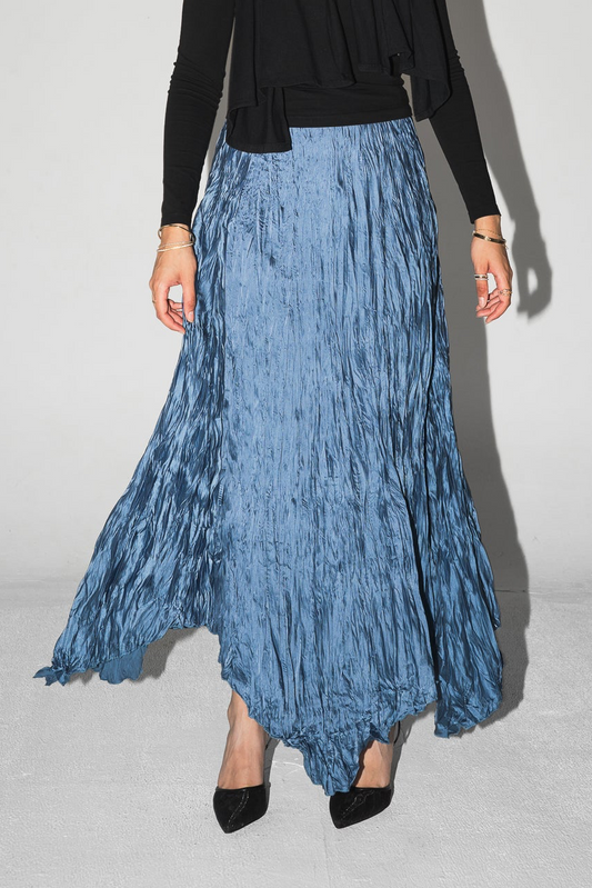 Anne Crushed skirt in Azure blue