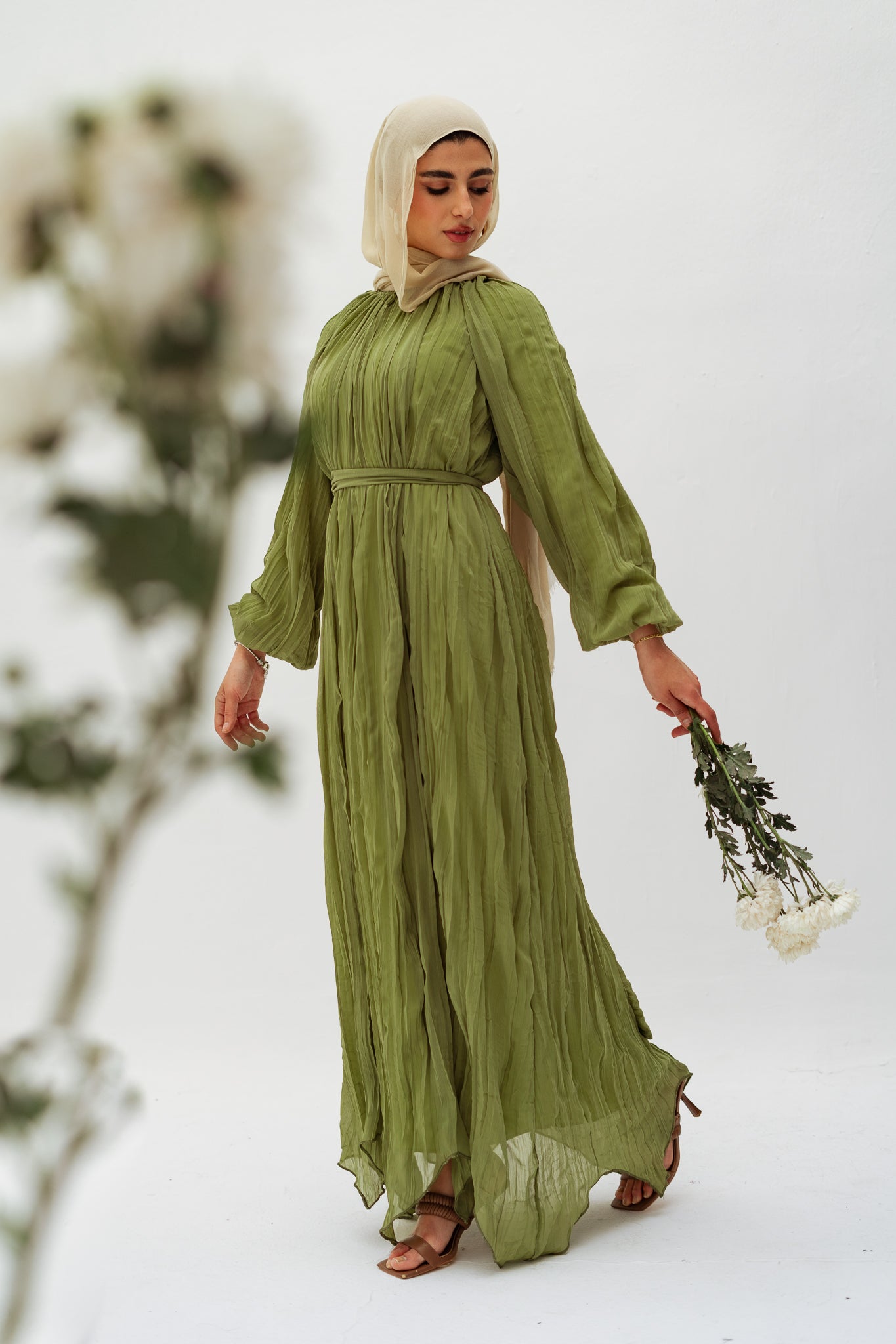 Nazly crushed dress in Mint