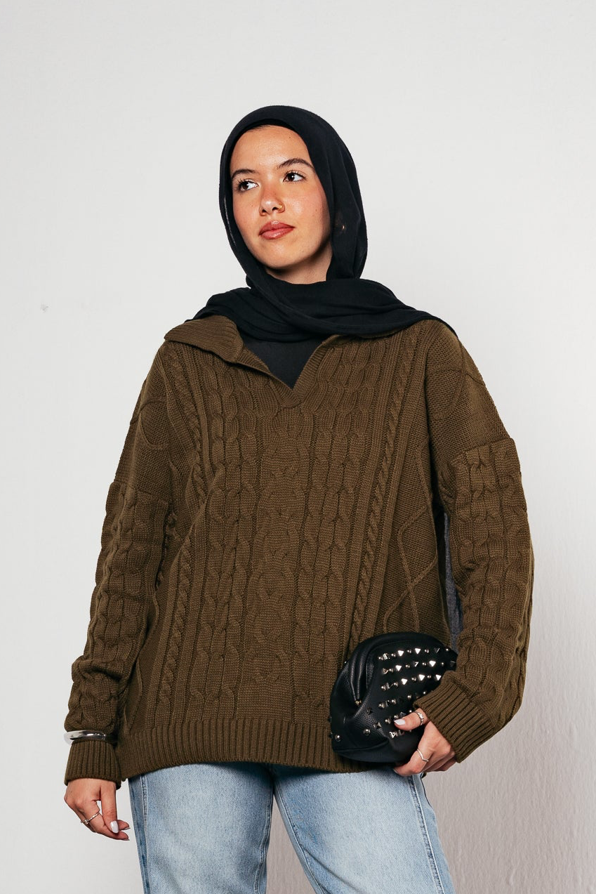 Knit Heaven Pullover in Olive