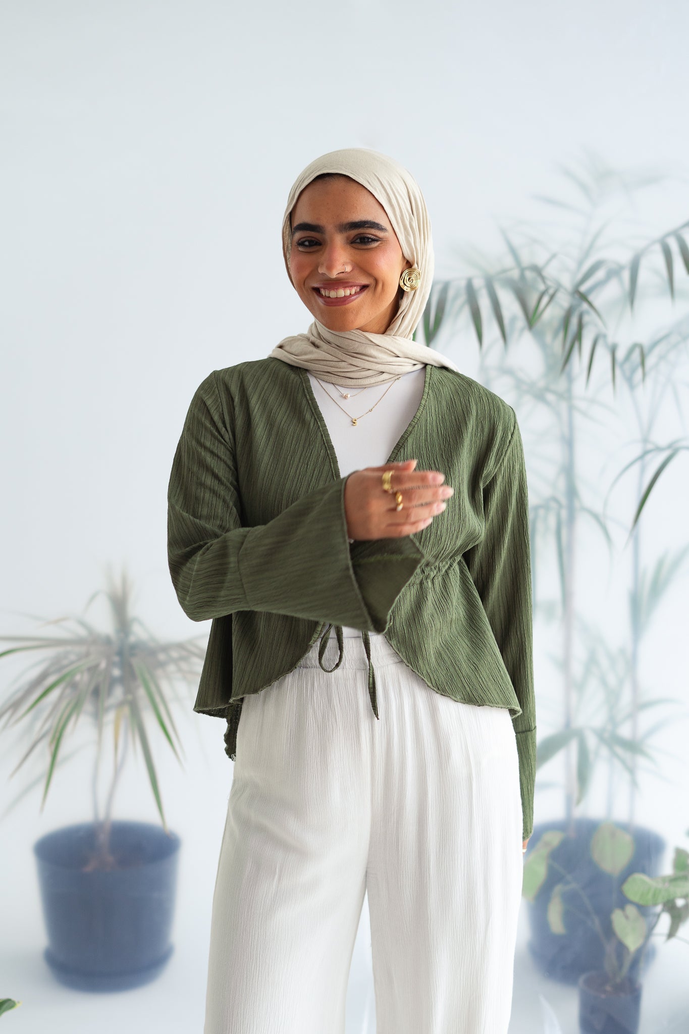Short celine top in olive