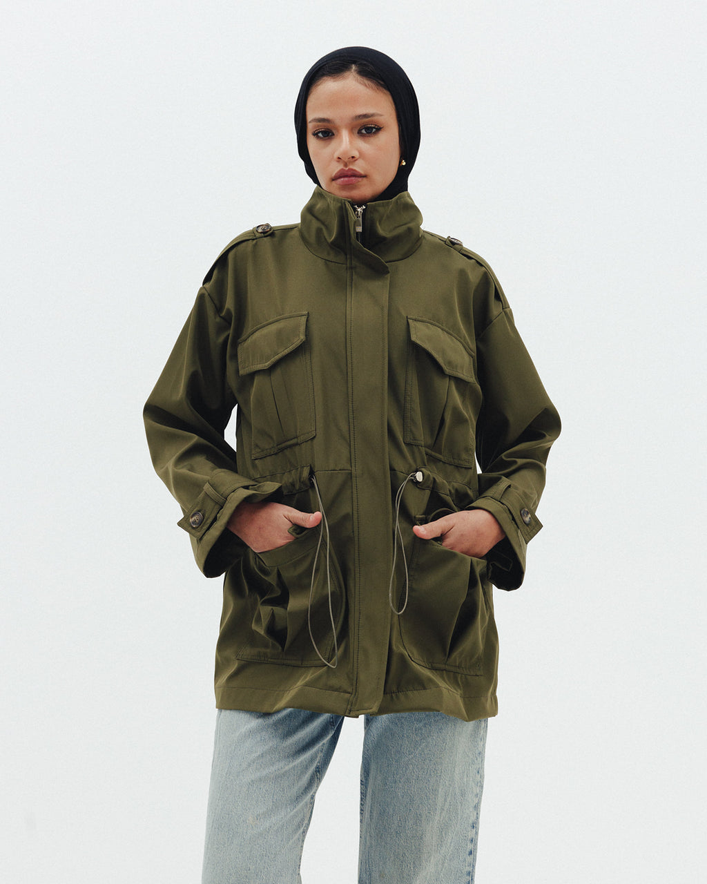The Drawstring Jacket in Olive