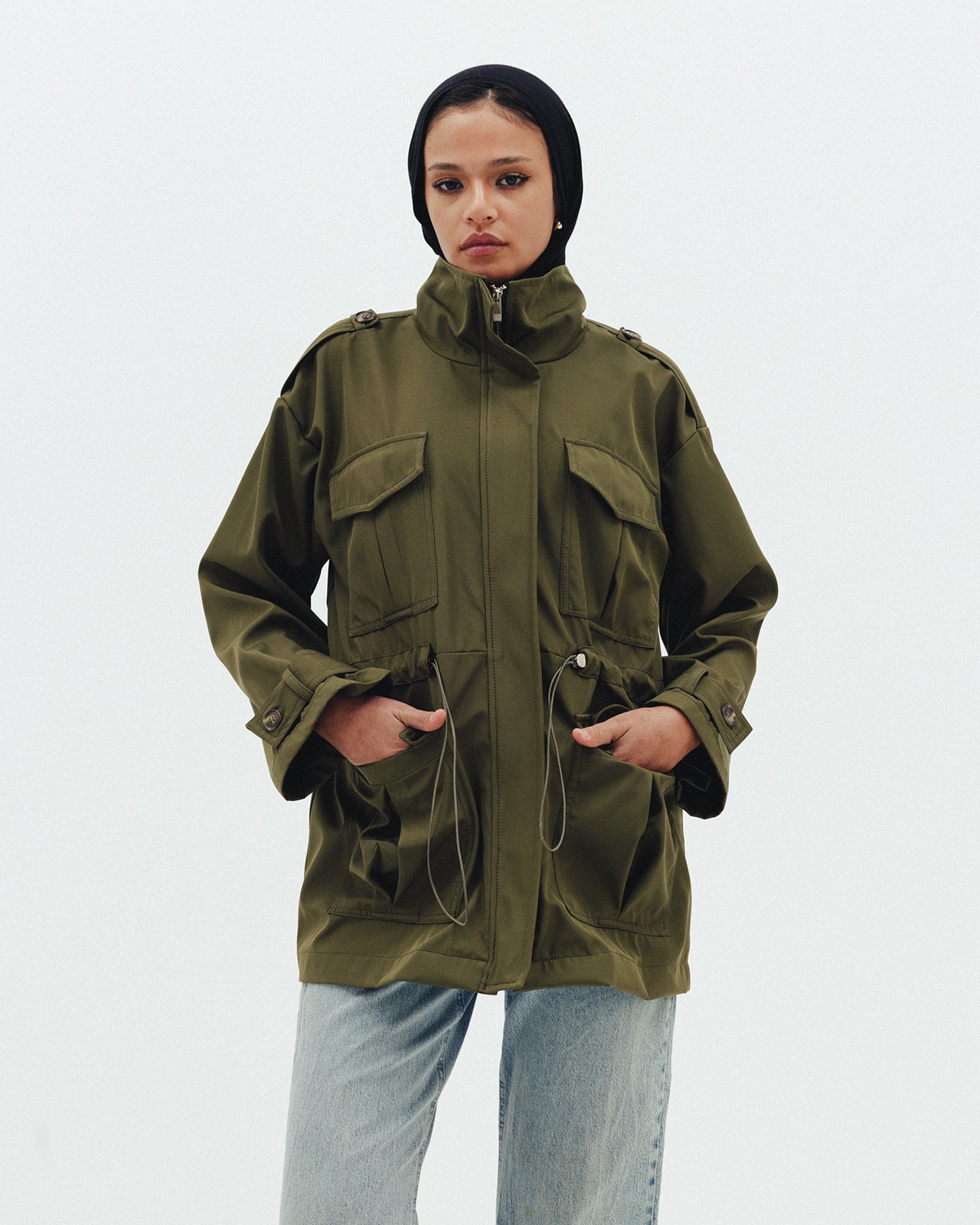 The Drawstring Jacket in Olive