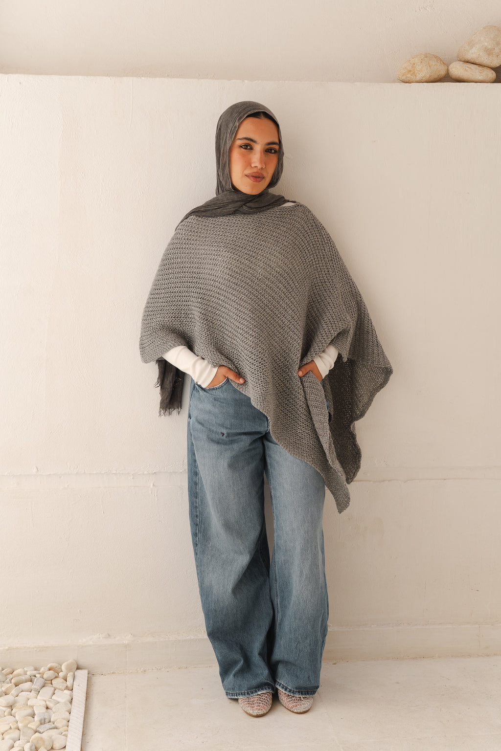 Lumira Cape Top in Shimmer Grey