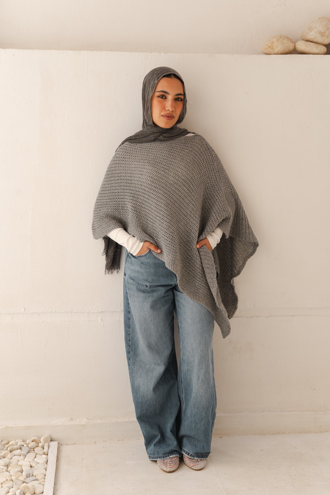Lumira Cape Top in Shimmer Grey