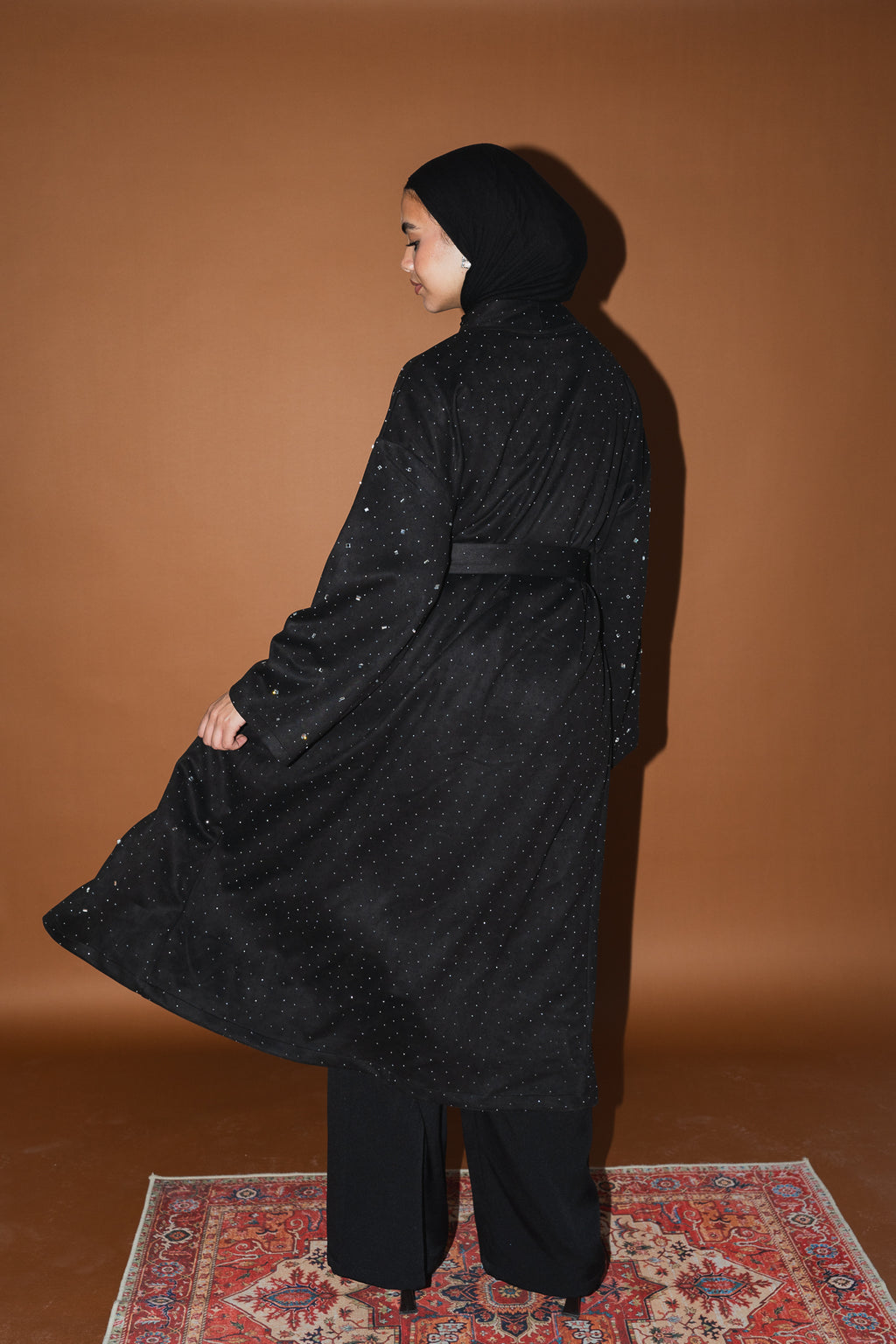 Milky way Stone Cardigan in Black