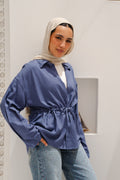Slay You Girl Linen Top in Blue