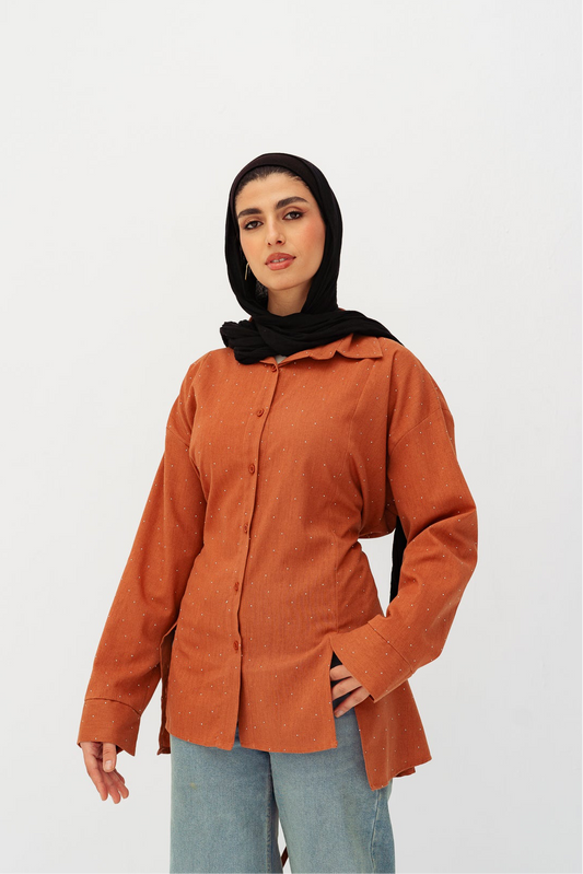 Studded Glam shirt in Rust