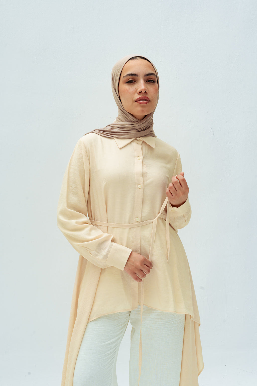 Draped Asymmetrical Top in Cream