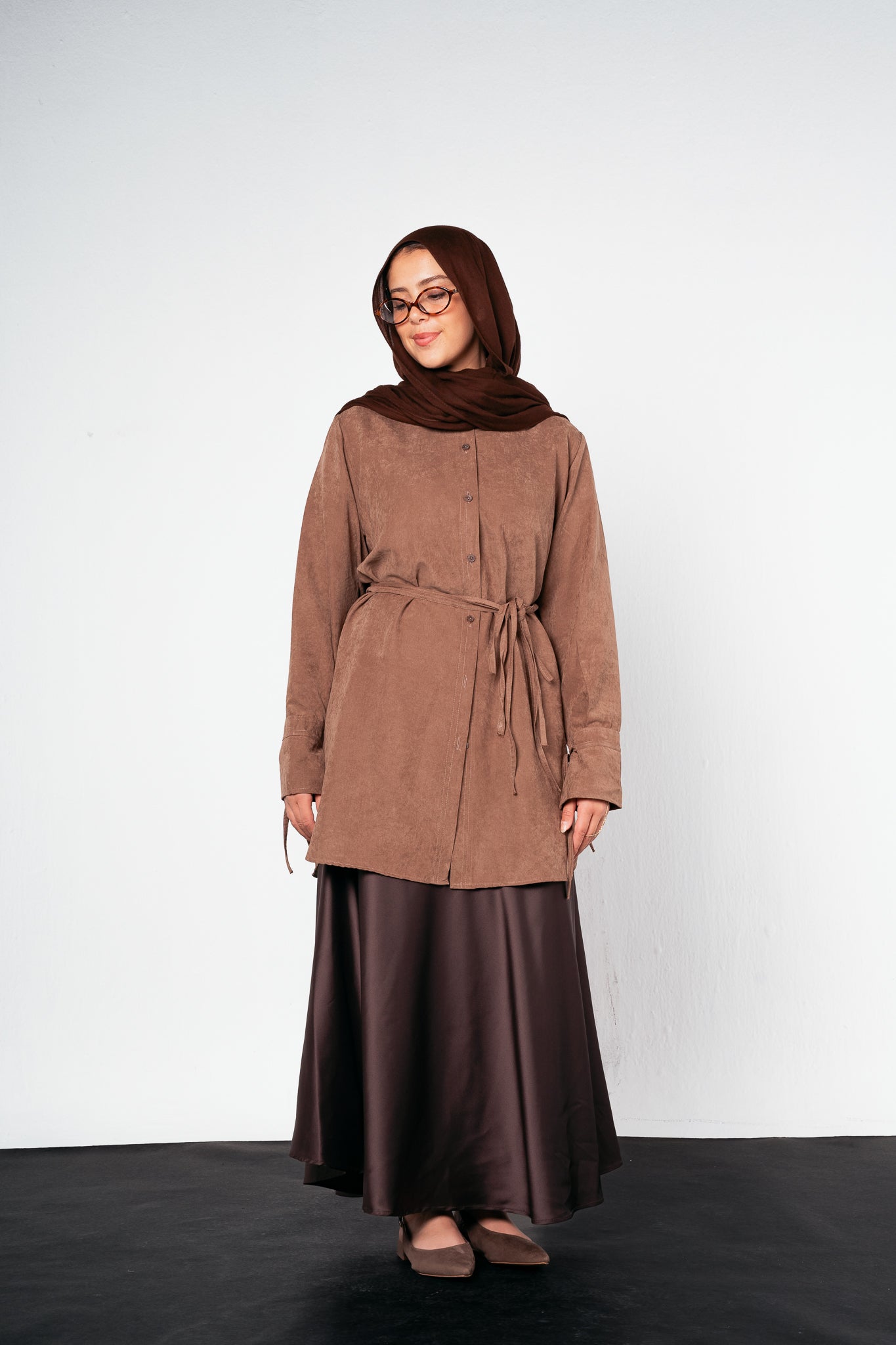 Behind Tie Shirt in Brown