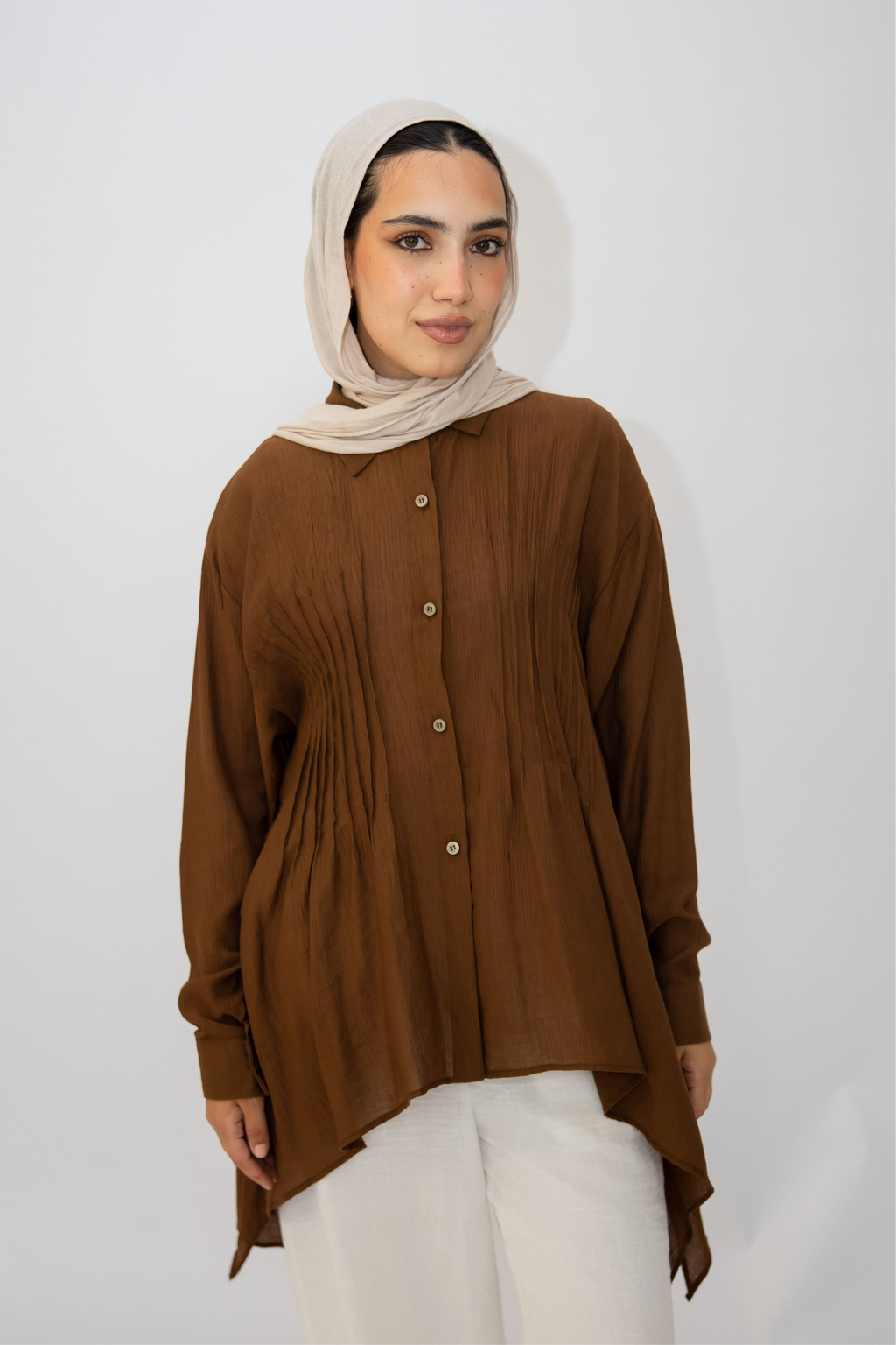 Pleat Lines top in Brown