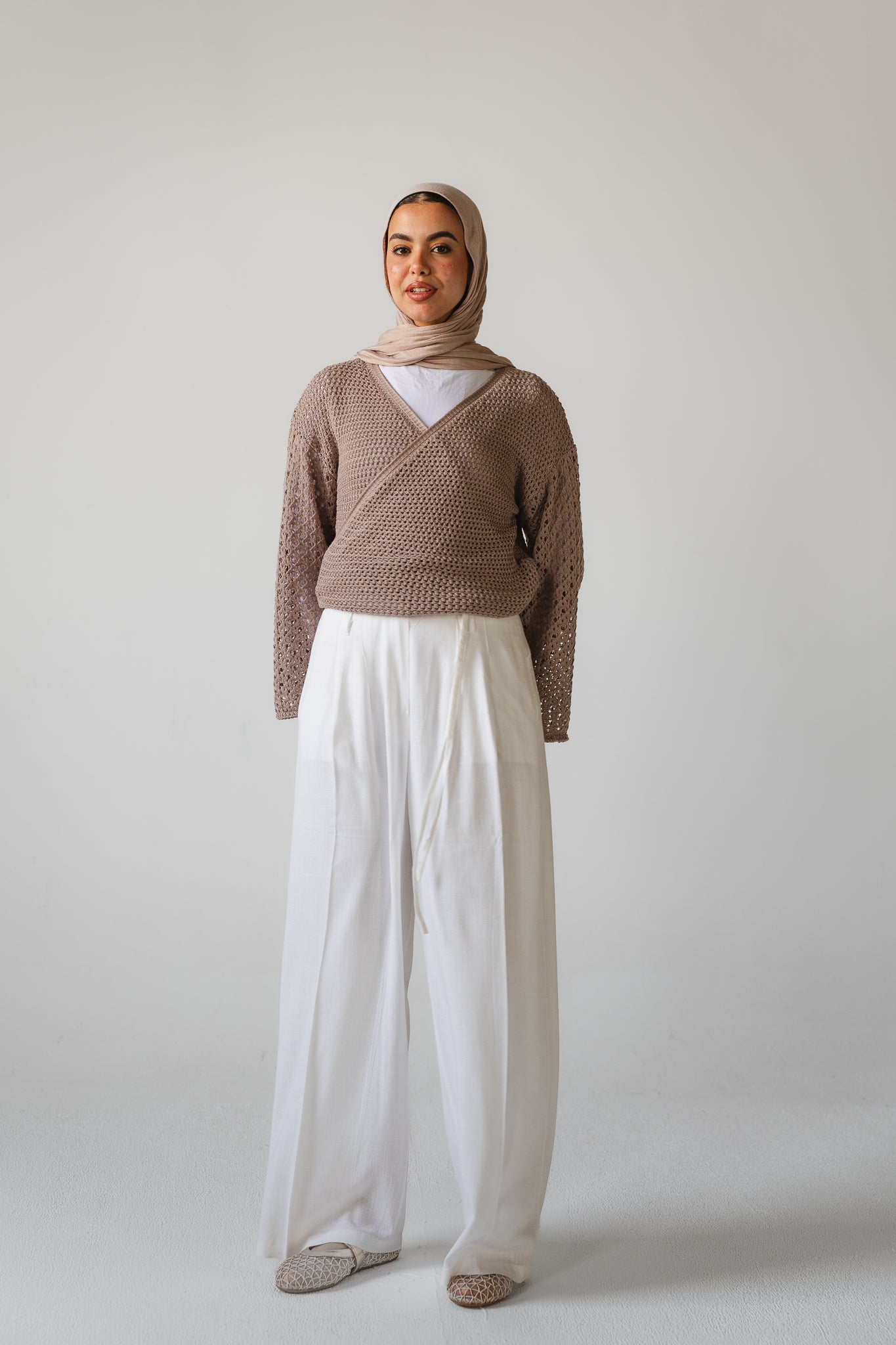 Seashell Wrap Top in Cafe