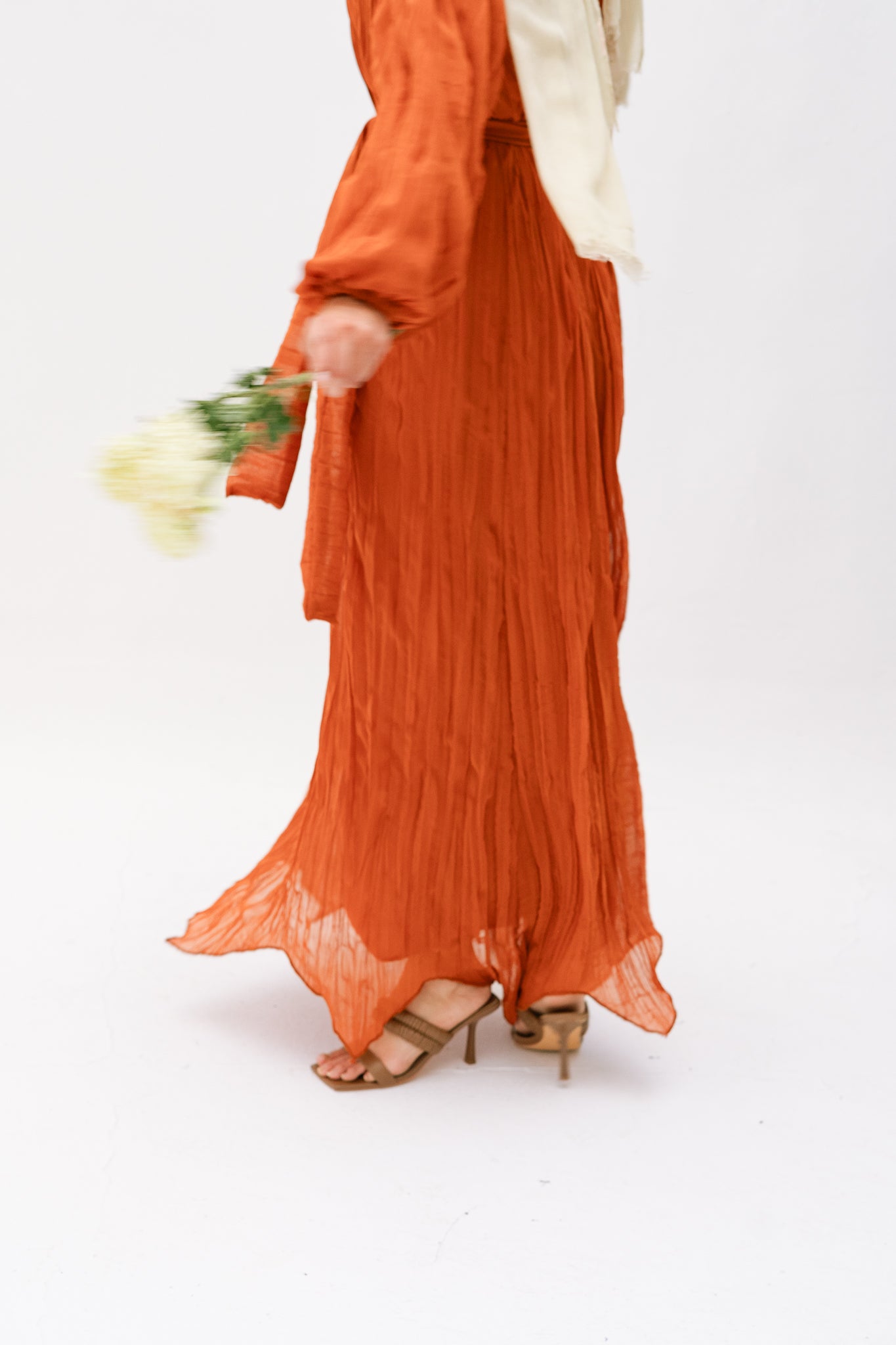 Nazly crushed dress in Rust