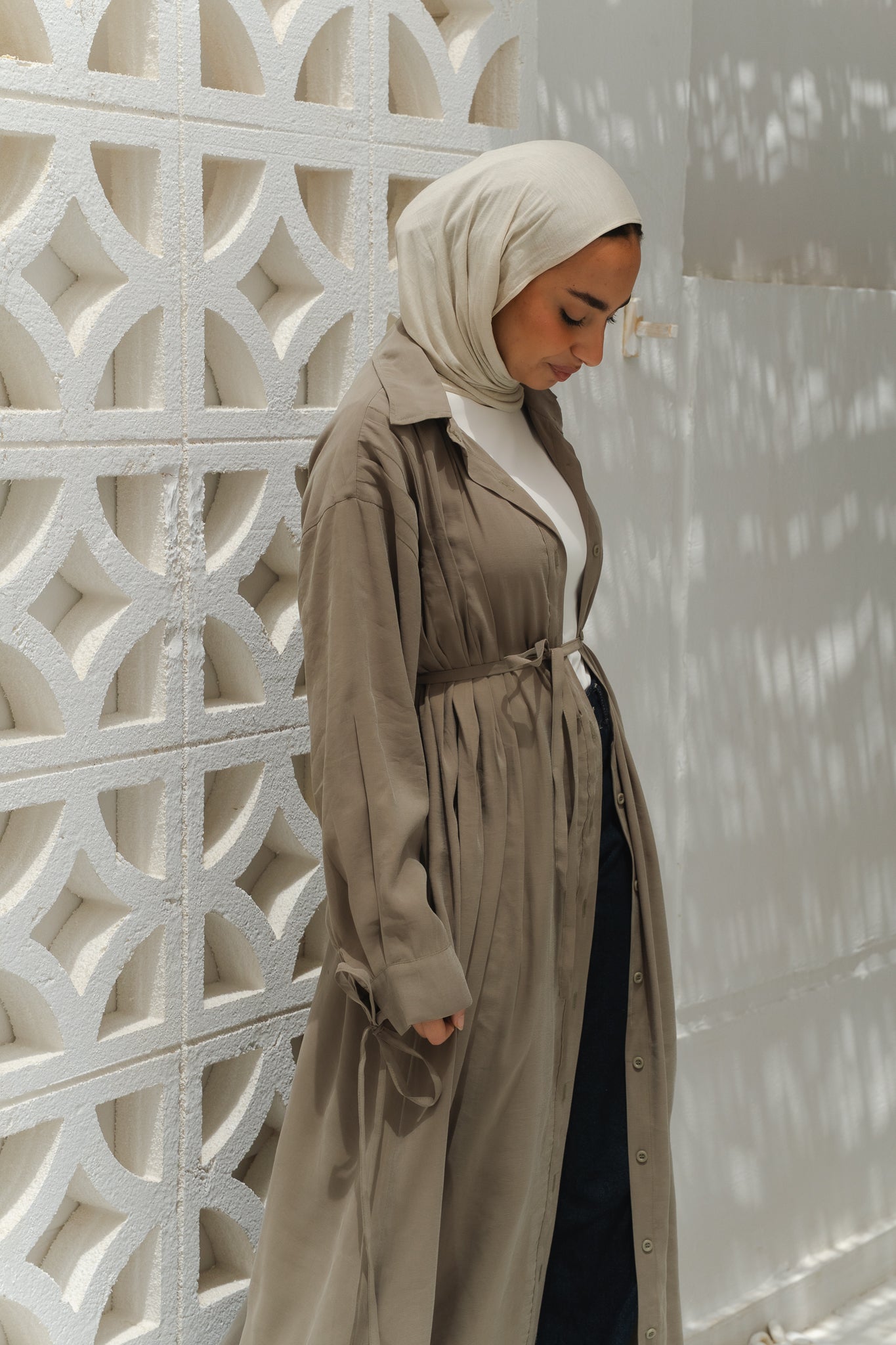 Golden Wave Shirt Dress in Sage