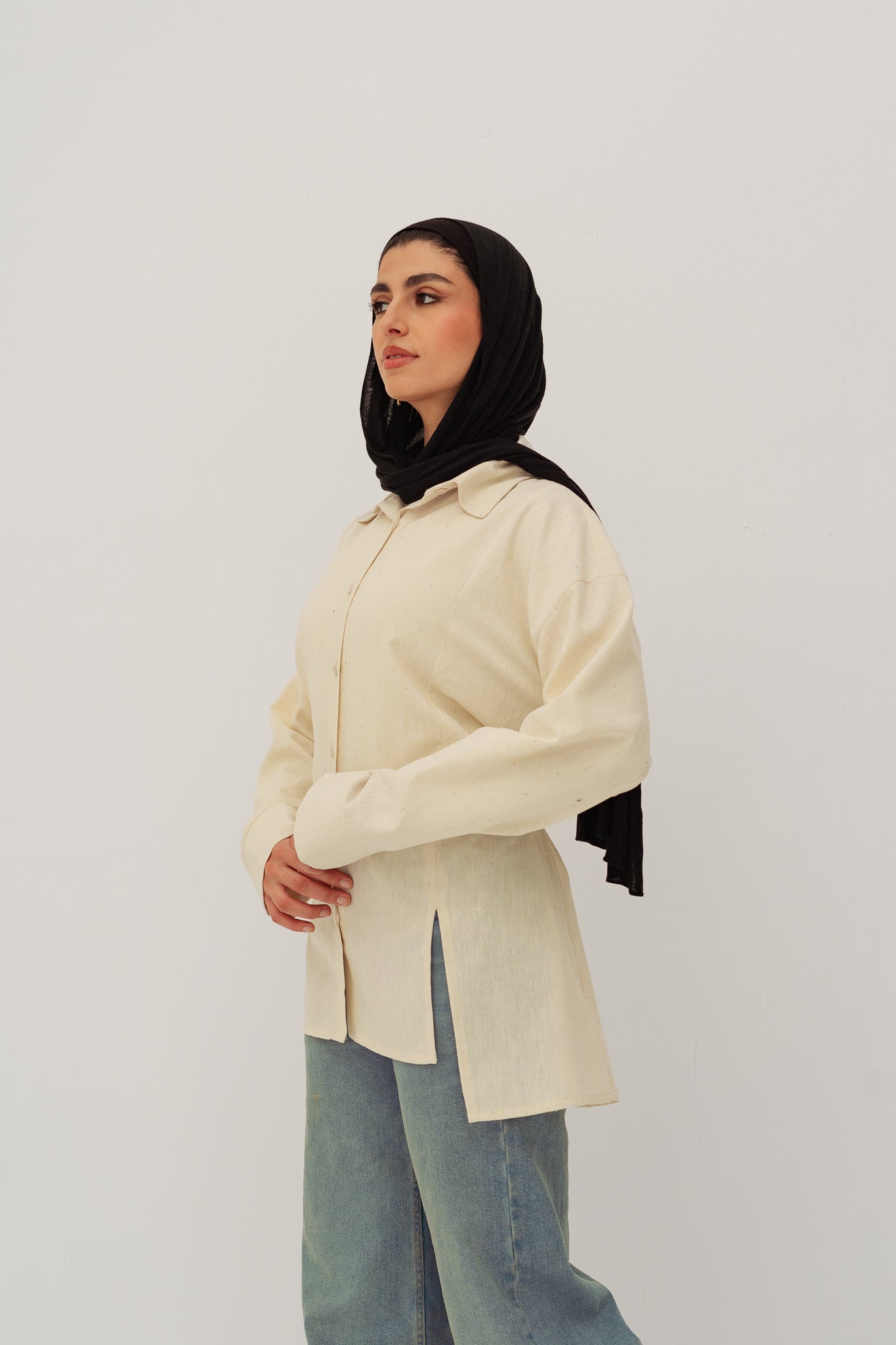 Studded Glam shirt in Beige