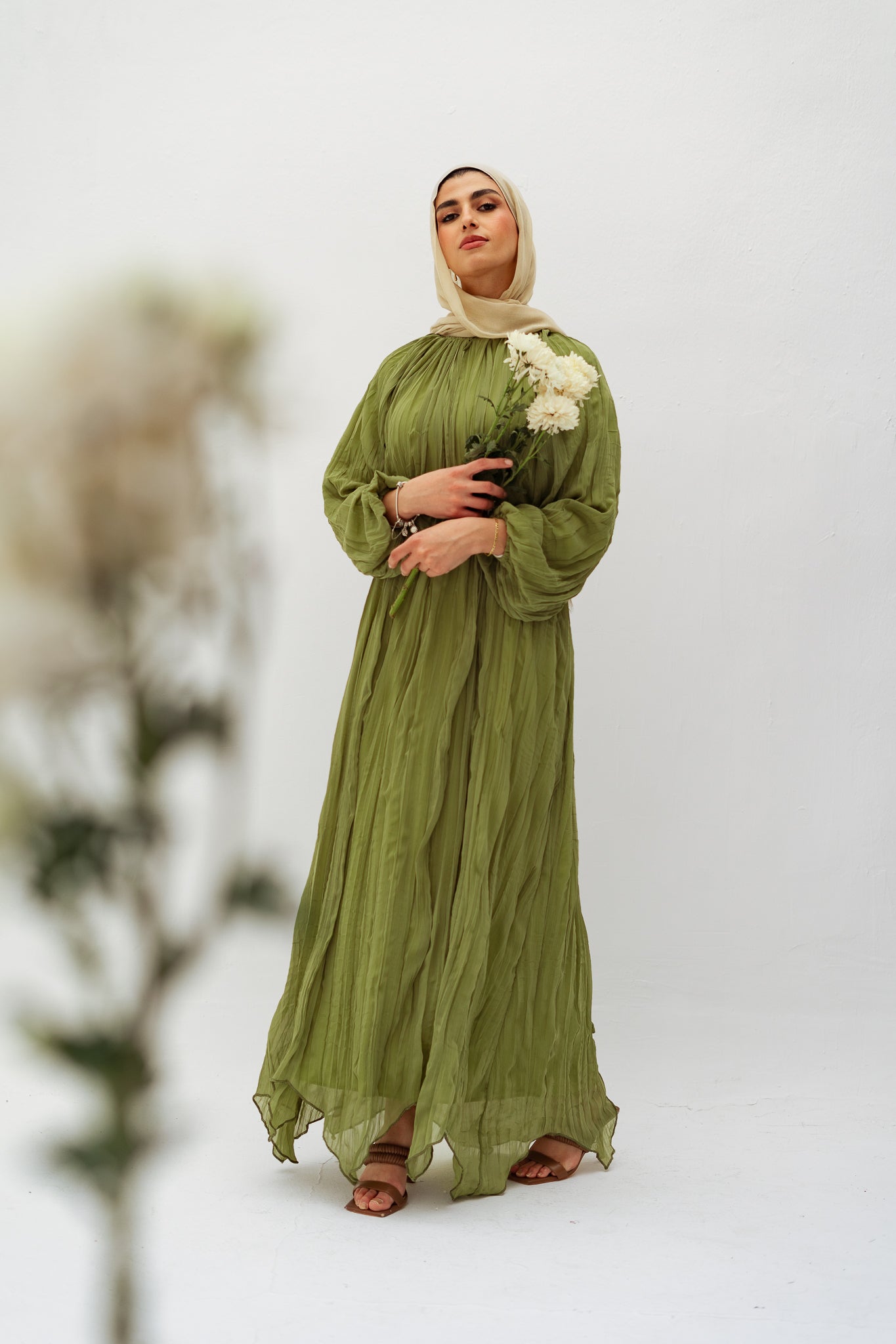 Nazly crushed dress in Mint