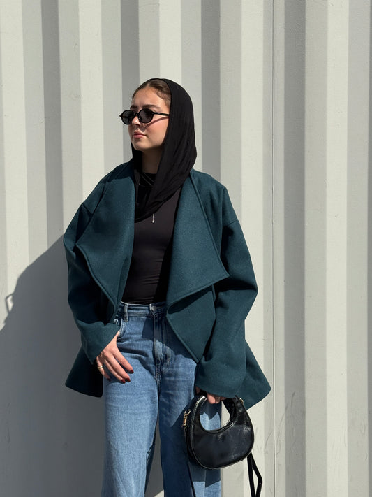 The Wrap Grace Coat in Teal