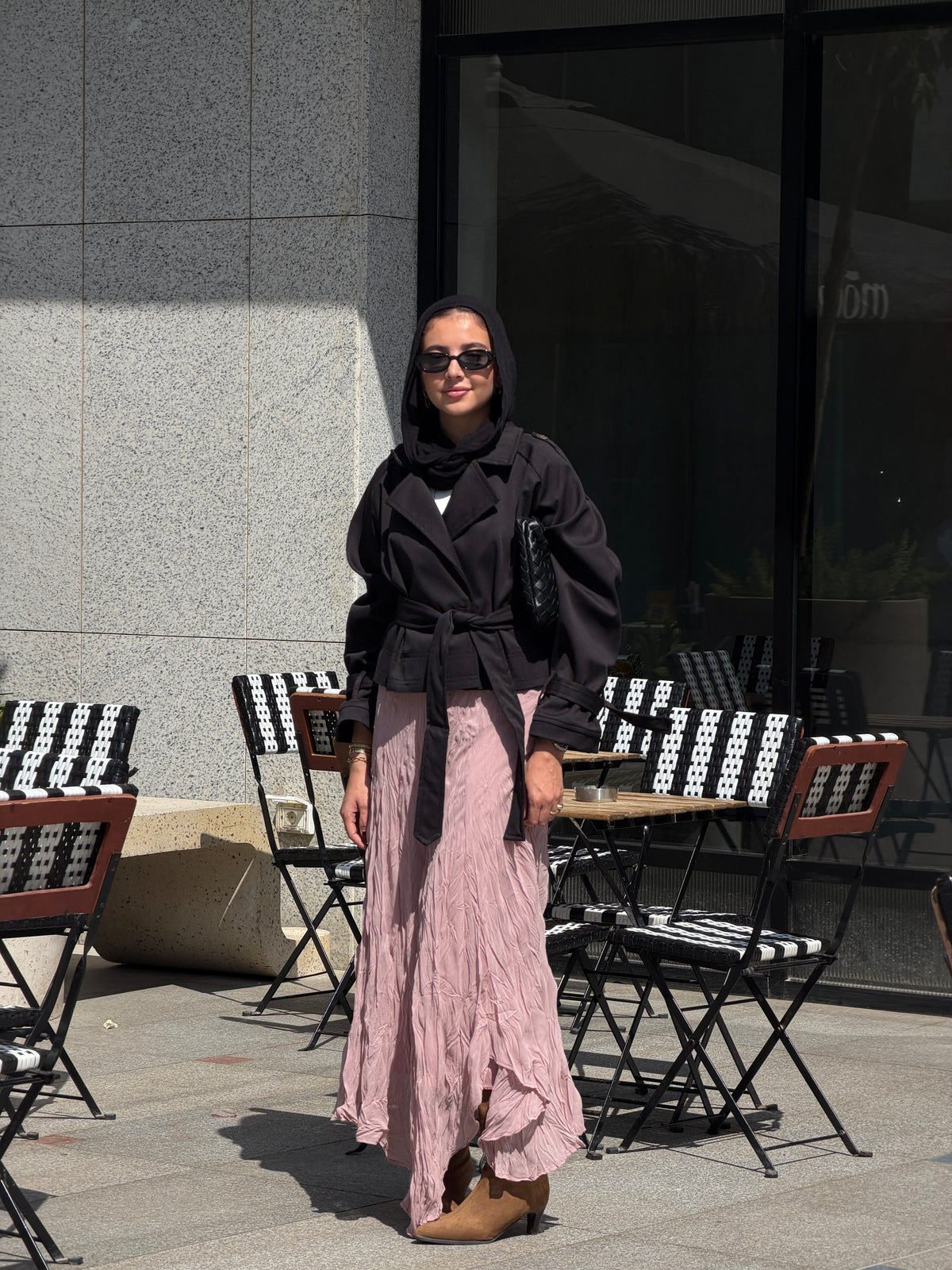 Lilia Crushed Skirt in Dusty Rose