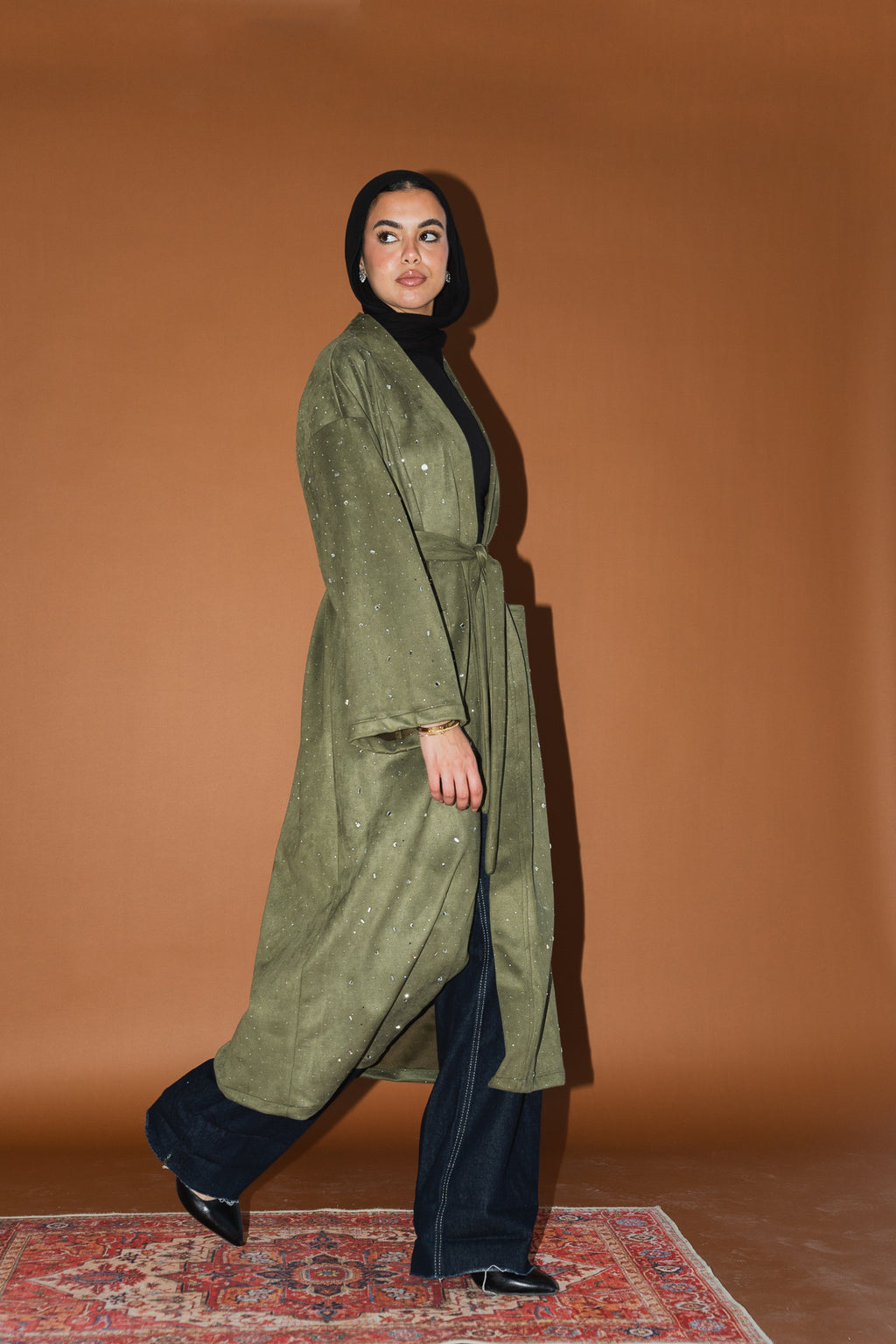 Milky way Stone Cardigan in Olive