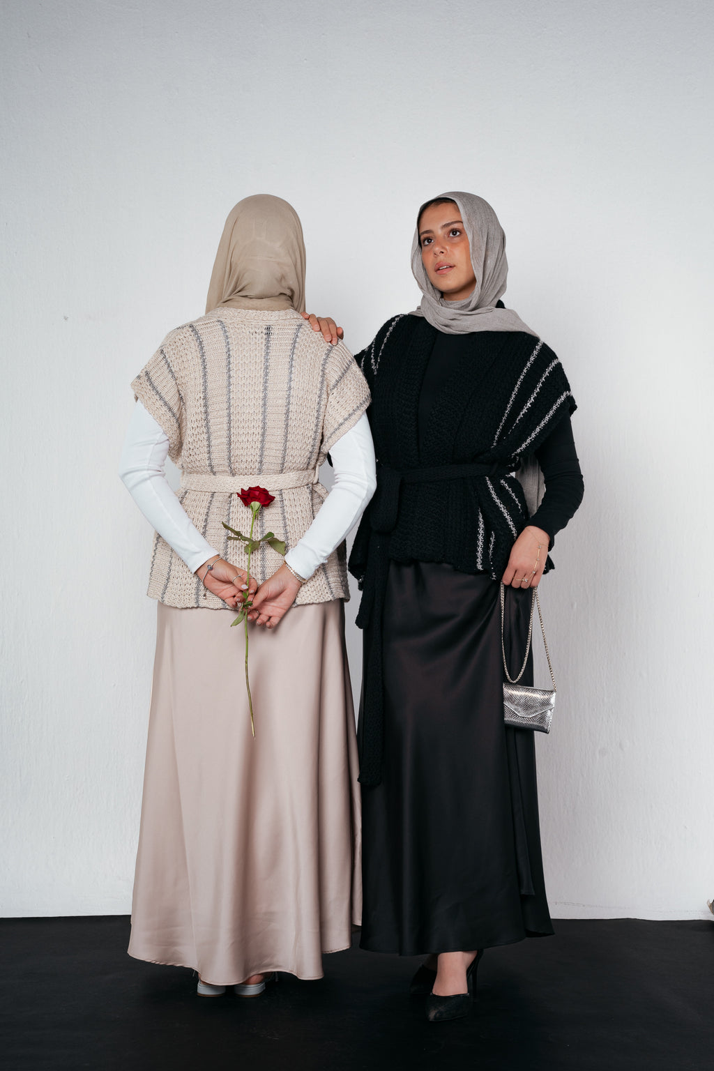 Silver Threads Knit Vest in Black