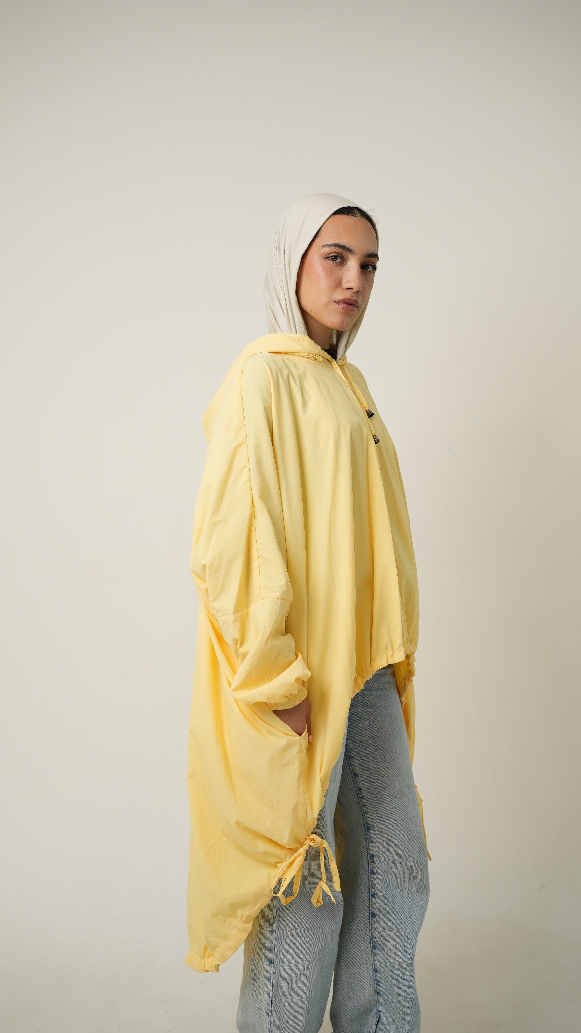 Hooded Waterproof jacket in butter yellow