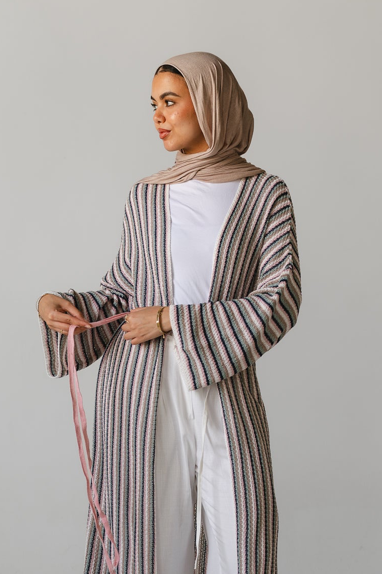 Earthy Waves Crochet Long Cardigan