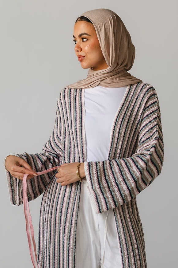 Earthy Waves Crochet Long Cardigan
