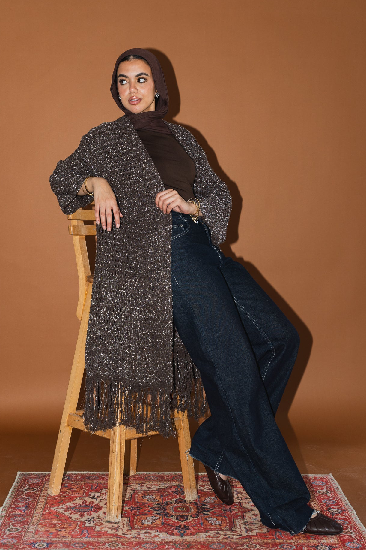 Threads of Charm Cardigan in Shimmer Brown