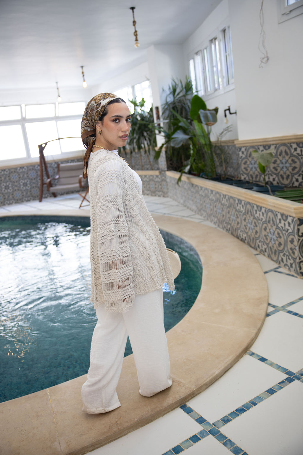 Coastal Crochet Cardigan in Off White