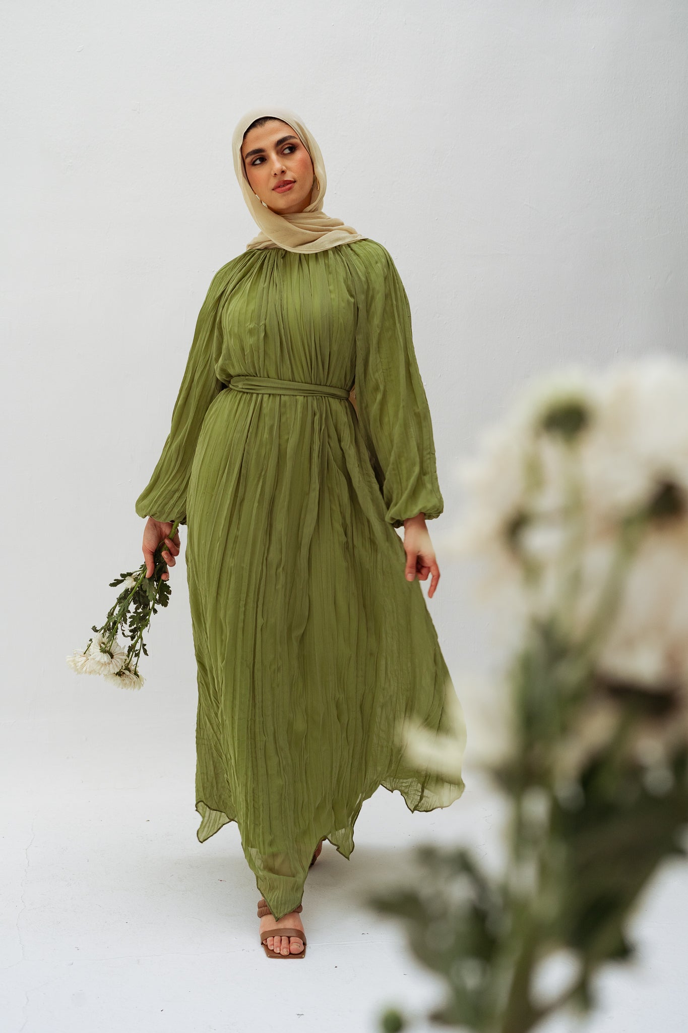 Nazly crushed dress in Mint