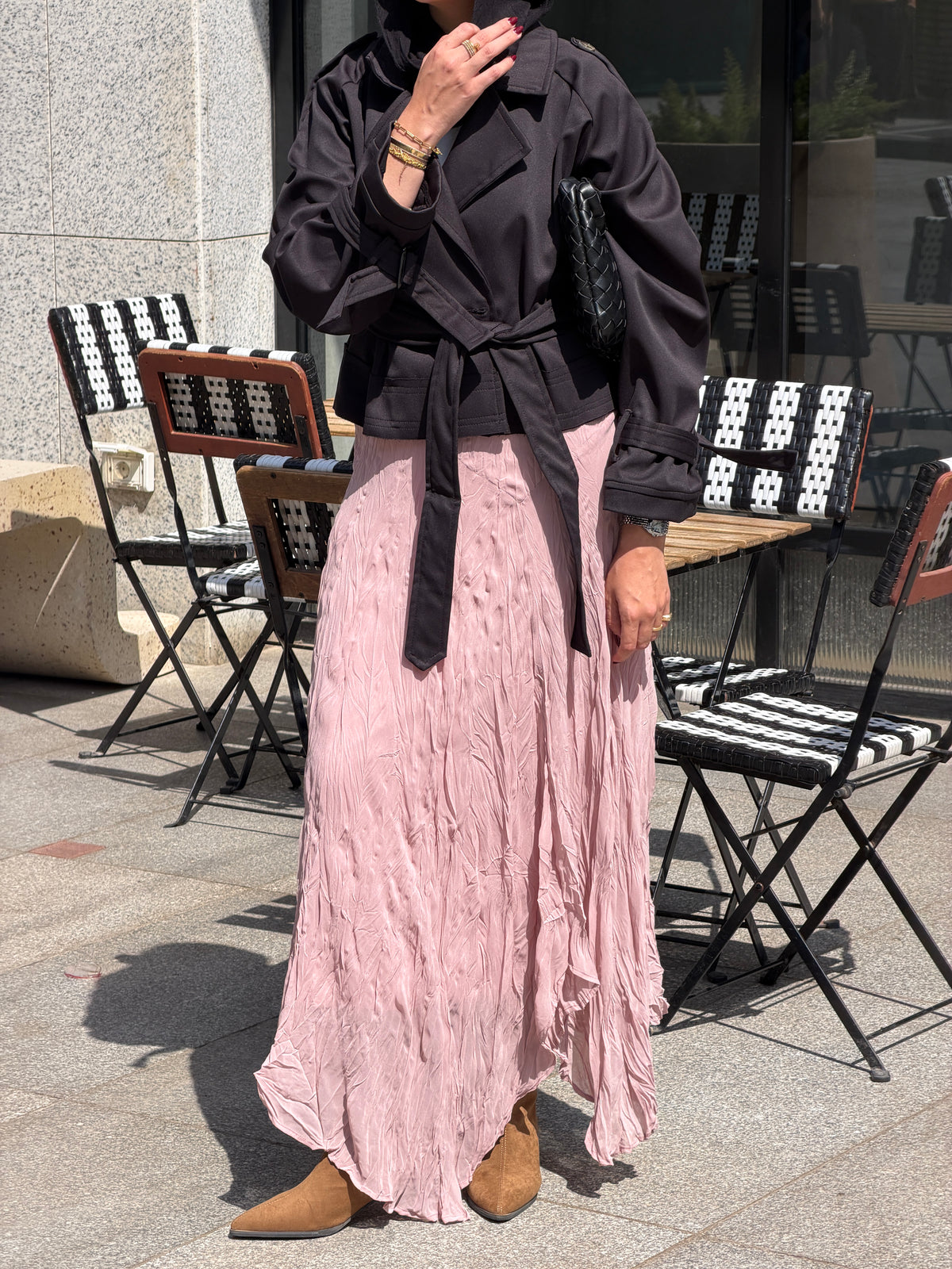 Lilia Crushed Skirt in Dusty Rose