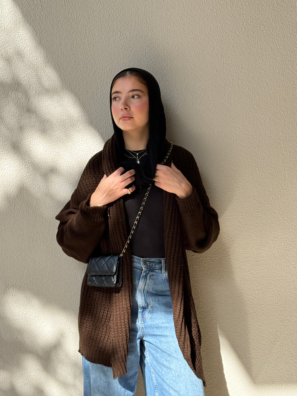 The Warm Hug Knit Cardigan in Brown