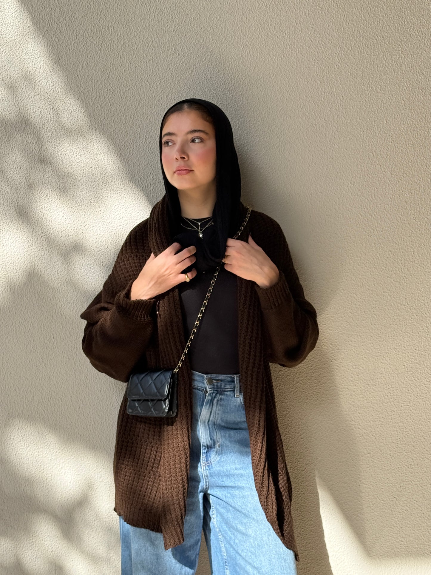 The Warm Hug Knit Cardigan in Brown
