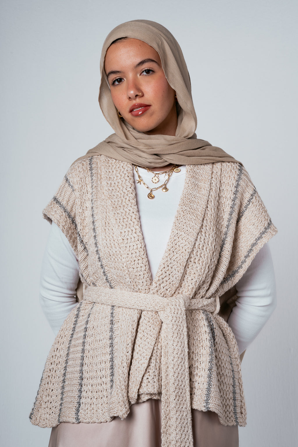 Silver Threads Knit Vest in Off white