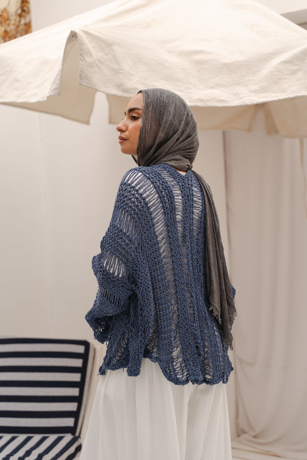 Coastal Crochet Cardigan in Blue