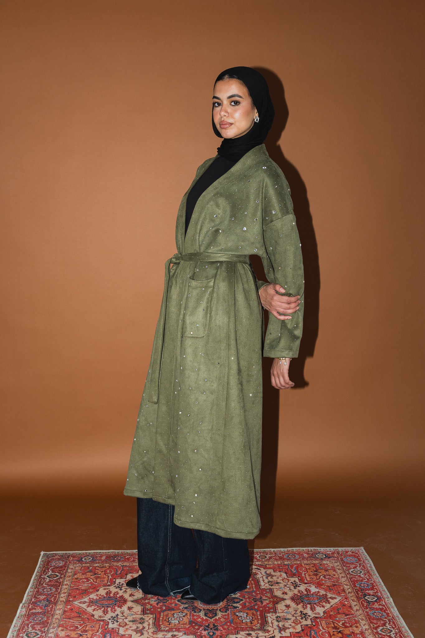 Milky way Stone Cardigan in Olive