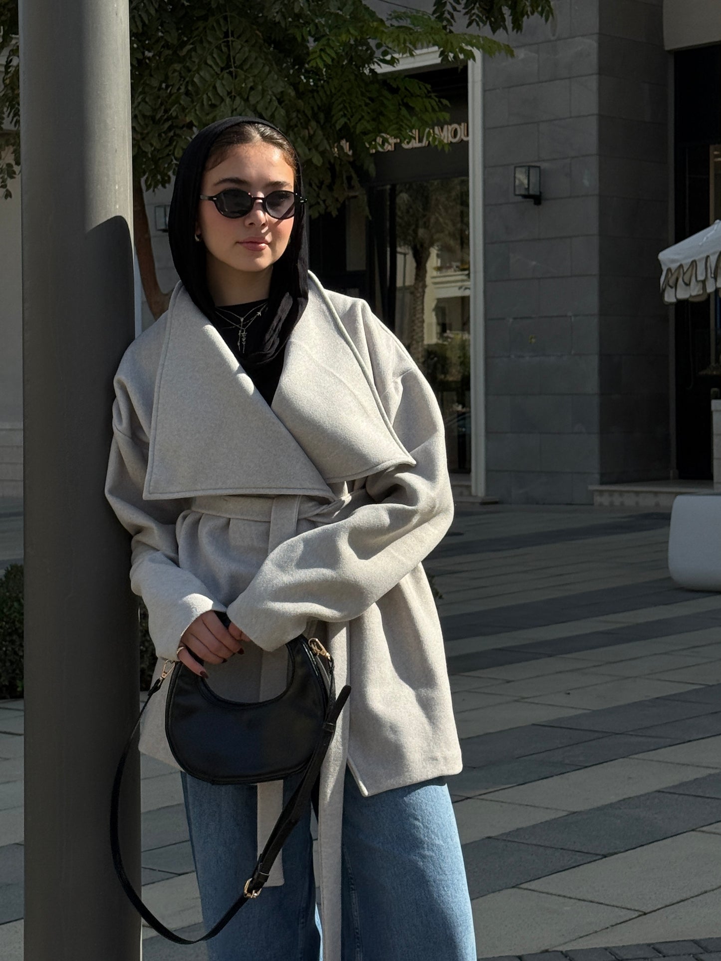 The Wrap Grace Coat in Greige