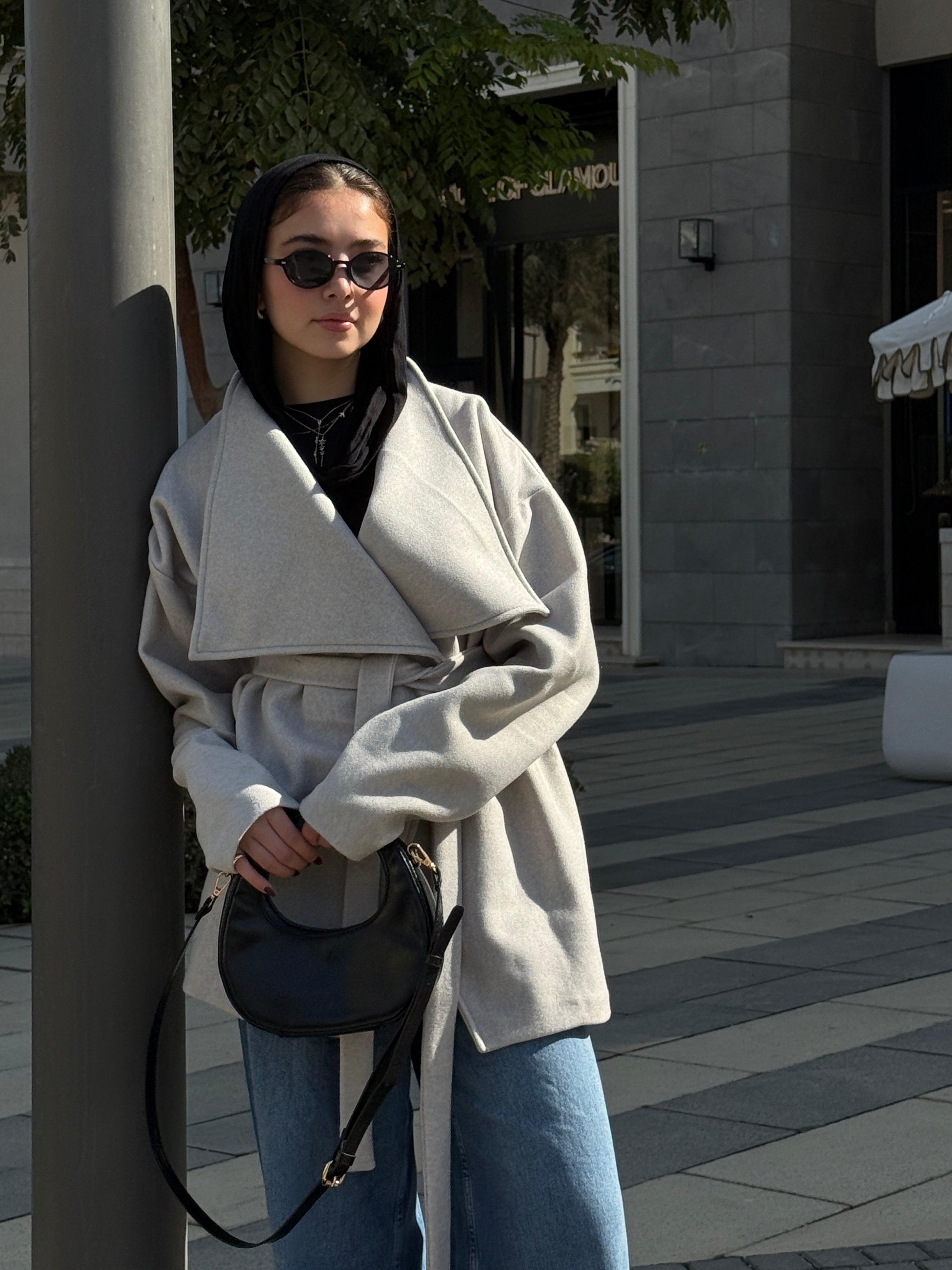 The Wrap Grace Coat in Greige