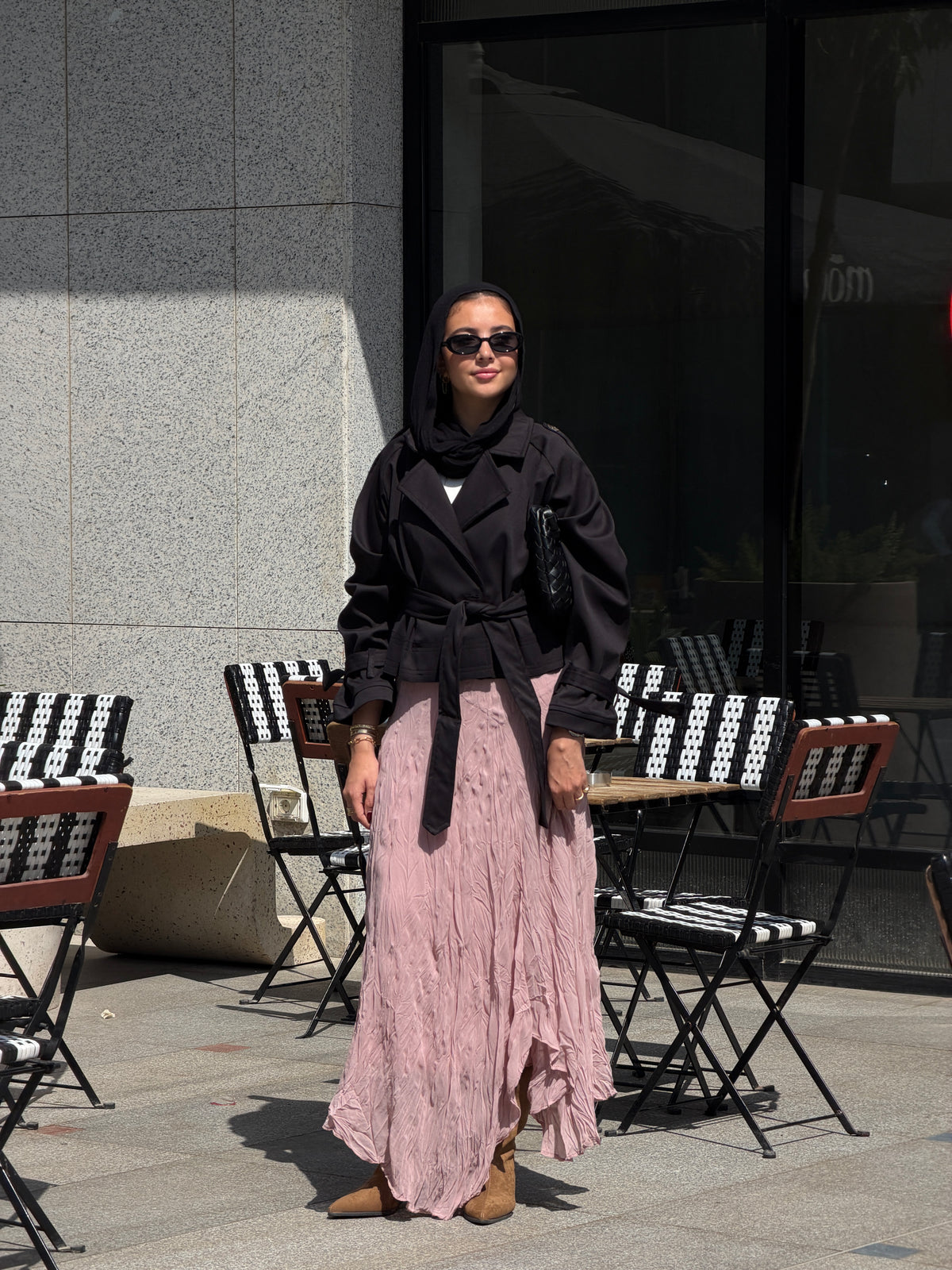 Lilia Crushed Skirt in Dusty Rose