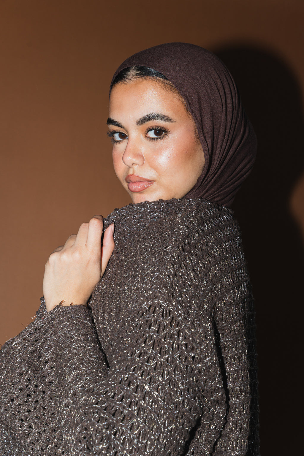 Threads of Charm Cardigan in Shimmer Brown