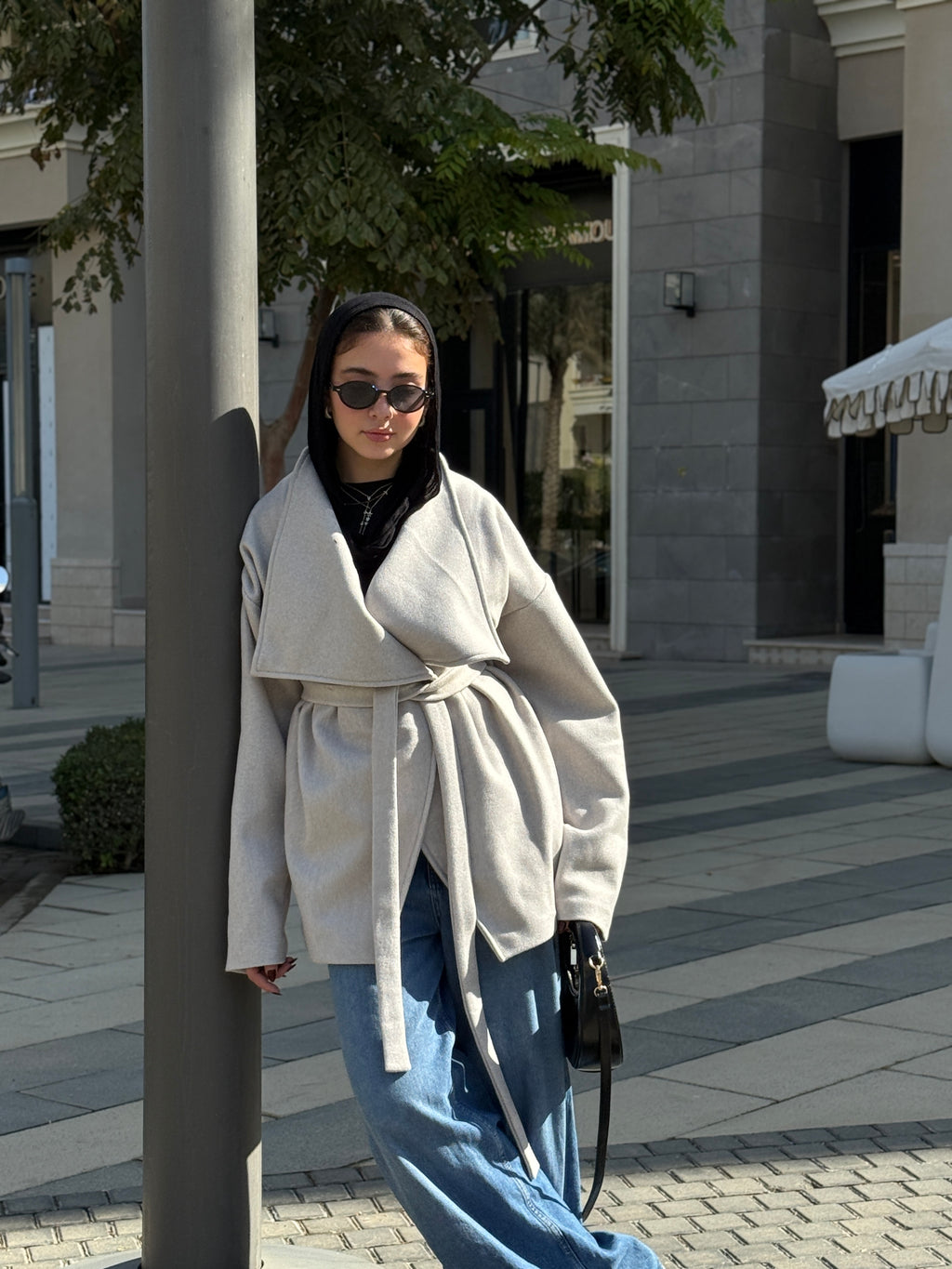 The Wrap Grace Coat in Greige