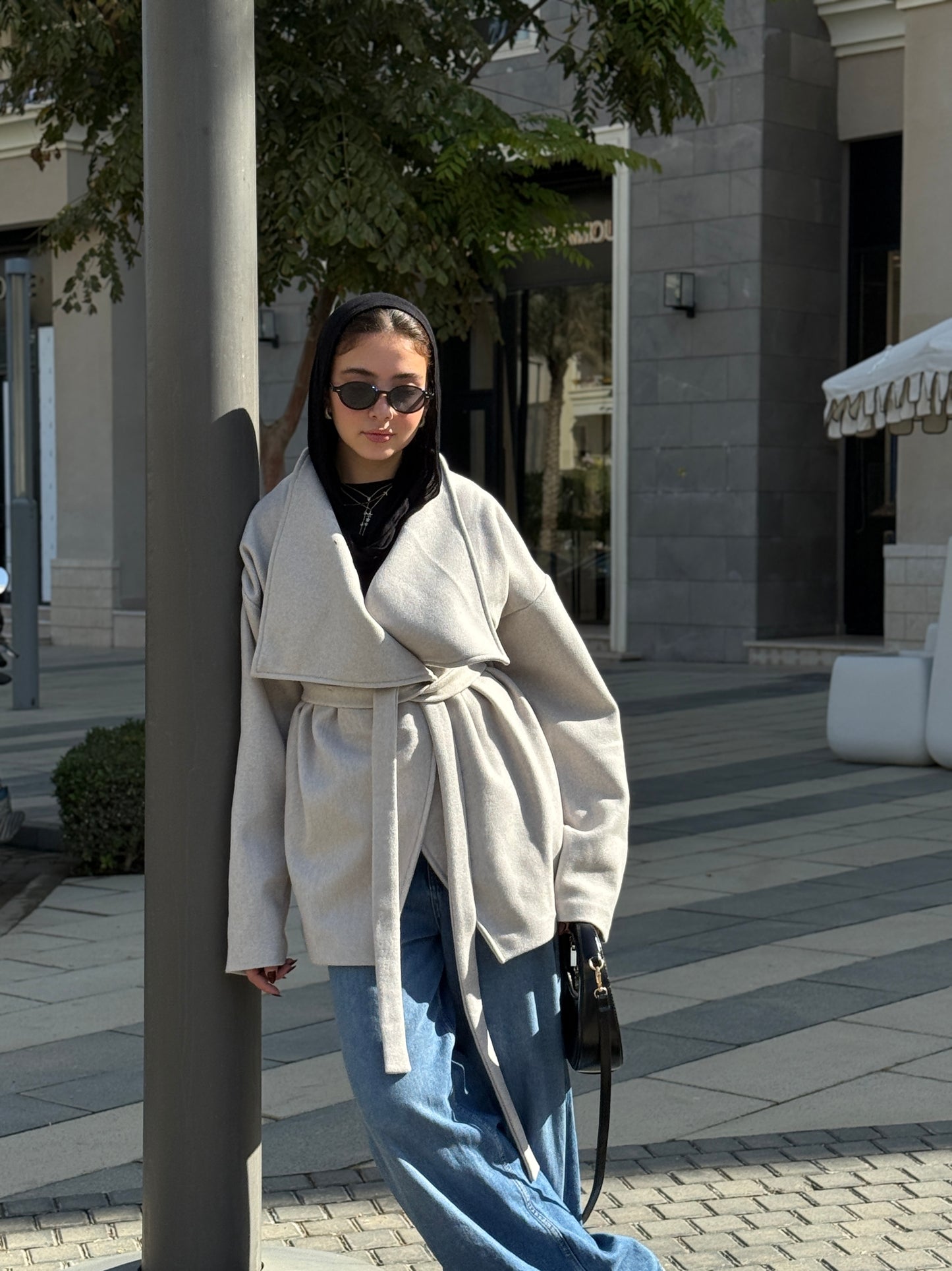 The Wrap Grace Coat in Greige